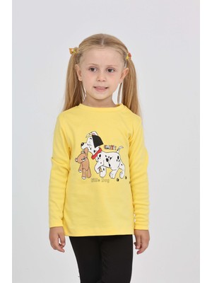 Toontoy Kız Çocuk Regular Fit Bisiklet Yaka Baskılı Sweatshirt - 2 Iplik