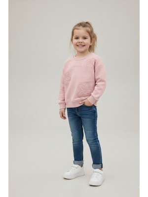 Kyex Kids O La La Kız Çocuk Mevsimlik Çiçekli Toz Pembe Sweat 3-12 Yaş