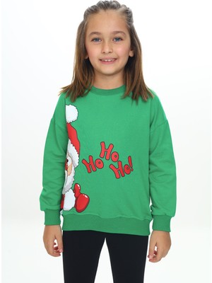 Toontoy Kız Çocuk Regular Fit Bisiklet Yaka Düşük Omuz Baskılı Sweatshirt - 2 Iplik