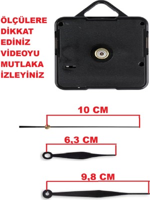 Cnr Shop Saat Mekanizması 18 mm Şaft Boyu Saat Motoru Sessiz Çalışır Akar Akrep Yelkovan Saniye Gold (Askılı)