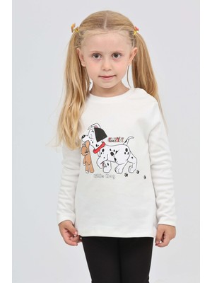 Toontoy Kız Çocuk Regular Fit Bisiklet Yaka Baskılı Sweatshirt - 2 Iplik