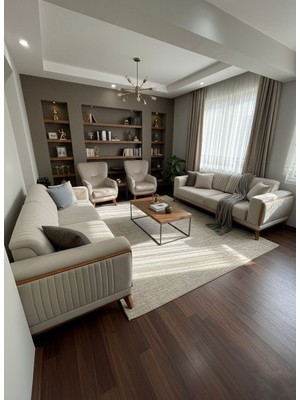 Carmen Mobilya Ahşap Nirvana Koltuk Takımı Bej