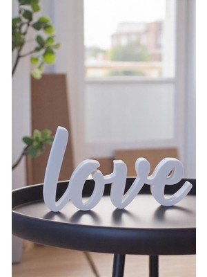 Ecolia Store Love Yazılı Kalp Detaylı Dekoratif Masa Üstü Obje - Modern Salon ve Ev Aksesuarı