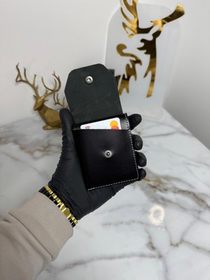 Sanat %100 Hakiki Crazy Deri El Yapımı Minimalist Cüzdan - Crazy Deri Şık Kaliteli Triod Kartlık Cüzdan