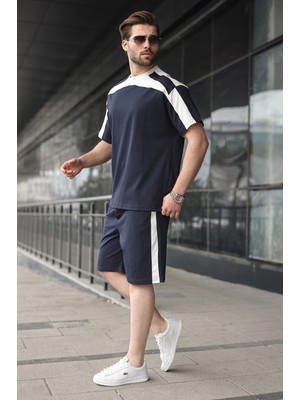 Madmext Lacivert Erkek Şort T-Shirt Takımı E7346