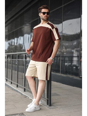 Madmext Acı Kahverengi Erkek Şort T-Shirt Takımı E7346