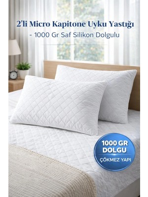 Luxury 2’li Micro Kapitone Uyku Yastığı – 1000 gr Saf Silikon Dolgu