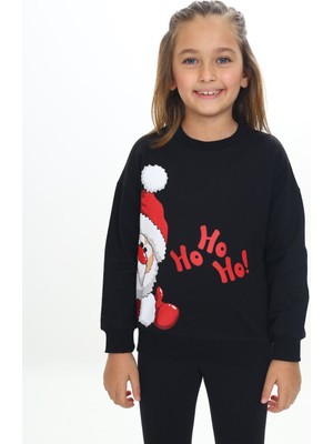 Toontoy Kız Çocuk Regular Fit Bisiklet Yaka Düşük Omuz Baskılı Sweatshirt - 2 Iplik