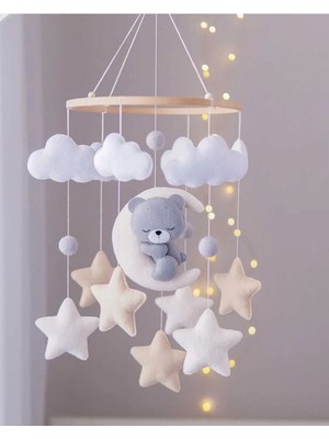 Bebek Dönencesi El Yapımı Doğal Keçe - Montessori Bebek Odası Dekorasyonu Yatak Süsü Çocuk Bebek Par