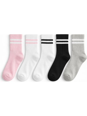 Solde 5 Çift Kız Çocuk Pamuklu Günlük Çorap Seti – Modern Çizgili Desen, 5’li Renk Kombini, Konforlu ve Kaliteli Satıcının Ortalama Ürün Puanı  4.8