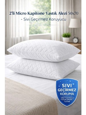 2’li 50X70 Yastık Alezi – Micro Kapitone, Sıvı Geçirmez & Koruyucu