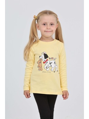 Toontoy Kız Çocuk Regular Fit Bisiklet Yaka Baskılı Sweatshirt - 2 Iplik
