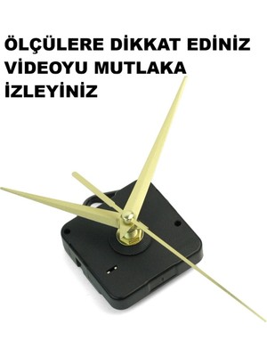 Cnr Shop Saat Mekanizması 14 mm Şaft Boyu Akar Sessiz Çalışır, Saat Makinesi, Akrep-Yelkovan-Saniye-(Askılı)