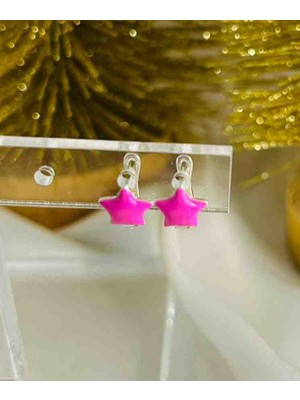 Generic Şık Tasarım 925 Ayar Gümüş Mineli Çocuk Küpe- Model: Pembe Yıldız