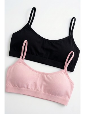 Underwear Bodyway 2 Adet Ip Askılı Pamuklu Çıkarılabilir Pedli Büstiyer Bralet - Sporcu Yarım Atlet