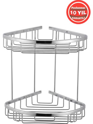 Banyom Home Paslanmaz Pirinç Zerrin 2'li 22X22 cm Şampuanlık Banyo Rafı