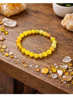 Sufi Tesbih Esans Ve Hediyelik Bal Akik Taşı Bileklik – Doğal Taş Bileklik 8 mm – Sarı Akik Enerji Bilekliği – Unisex Elastik Tasarım