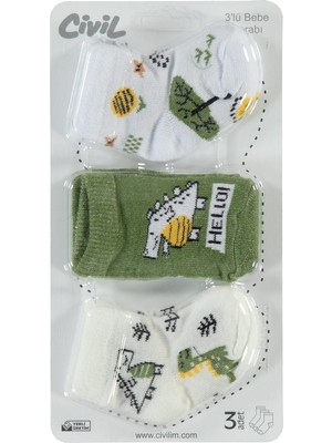 Civil Baby Hello Dino Desen Asetat 0-24 Ay Çorap Setleri - Standart Standart