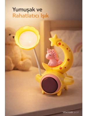 Ventoze Dekoratif Ay Unicorn Gece Lambası | Çocuk ve Bebek Odası Işıklı Biblo Uyku Arkadaşı
