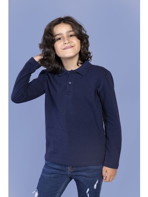 Toontoy Unisex Çocuk Polo Yaka Düğmeli Kısa Kollu Tişört