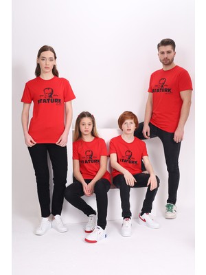 Toontoy Unisex Atatürk Baskılı Bisiklet Yaka Kısa Kollu Tişört