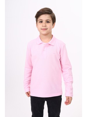 Toontoy Unisex Polo Yaka Düğmeli Uzun Kollu Tişört