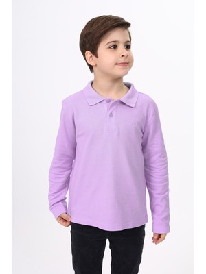 Toontoy Unisex Polo Yaka Düğmeli Uzun Kollu Tişört