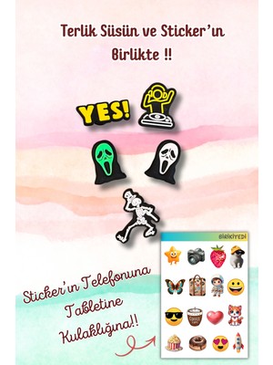 Birikiyedi 5'li Set Jibbitz Terlik Süsü Dj,yes