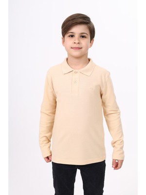 Toontoy Unisex Polo Yaka Düğmeli Uzun Kollu Tişört
