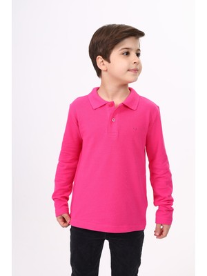 Toontoy Unisex Polo Yaka Düğmeli Uzun Kollu Tişört