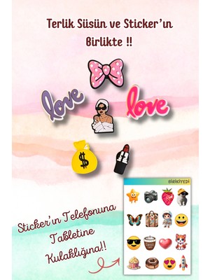 Birikiyedi 6'lı Jibbitz Terlik Süsü Pembe Kurdele,love,ruj,dolar