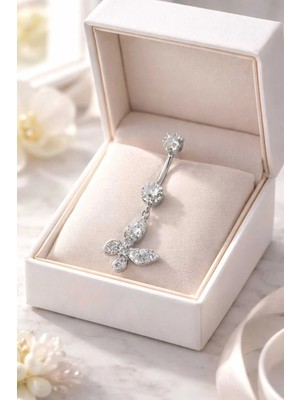 Begonia Accessories 316L Cerrahi Çelik Göbek Piercing Zirkon Taşlı – 2026 Fashion Premium Seri Belly Button Piercing – Kararma Yapmaz, Alerji Karşıtı, Paslanmaz Çelik Göbek Küpesi – Kadın Trend Takı - GP31