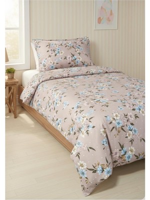 Voddi Tek Kişilik Çiçek Desen Nevresim Seti Çarşafsız 160X220 cm