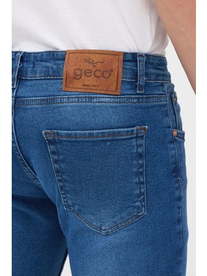 Geco Erkek Slim Fit Dar Kesim Pamuklu Esnek Likralı Denim Jean Kot Pantolon Desenli Mor Renk