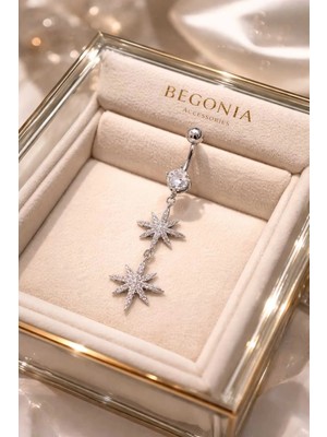 Begonia Accessories 316L Cerrahi Çelik Göbek Piercing Zirkon Taşlı – 2026 Fashion Premium Seri Belly Button Piercing – Kararma Yapmaz, Alerji Karşıtı, Paslanmaz Çelik Göbek Küpesi – Kadın Trend Takı - Gp3