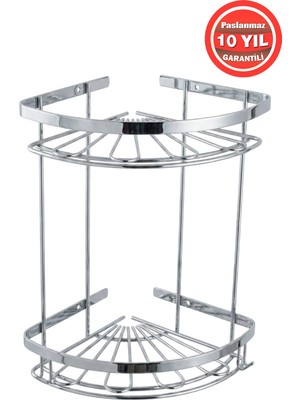 Banyom Home Krom Paslanmaz Çelik SUS304 Kalite Zirve 2'li Şampuanlık Banyo Rafı