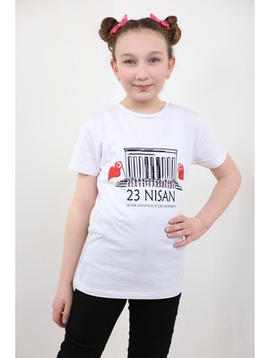 Toontoy Unisex 23 Nisan Baskılı Bisiklet Yaka Kısa Kollu Tişört
