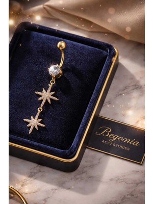 Begonia Accessories 316L Cerrahi Çelik Göbek Piercing Zirkon Taşlı – 2026 Fashion Premium Seri Belly Button Piercing – Kararma Yapmaz, Alerji Karşıtı, Paslanmaz Çelik Göbek Küpesi – Kadın Trend Takı - GP10
