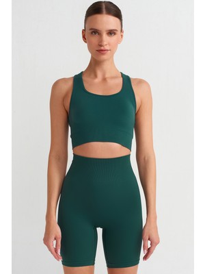 COMEUP Çift Pencere Detaylı Sporcu Sütyeni Çam Yeşili