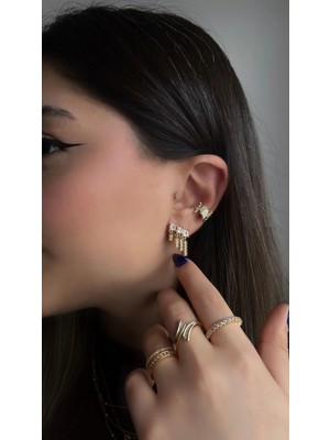 Aurah Sallantılı Taşlı Küpe