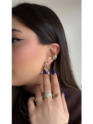 Aurah Silver Gold Tasarım Küpe