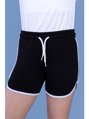 Toontoy Kız Çocuk Beli Lastikli Cepli Biyeli Basic Şort