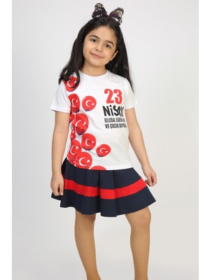 Toontoy Unisex 23 Nisan Baskılı Bisiklet Yaka Kısa Kollu Tişört