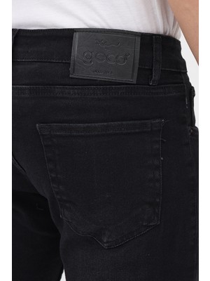 Geco Erkek Slim Fit Dar Kesim Pamuklu Esnek Likralı Denim Jean Kot Pantolon Düz Desenli