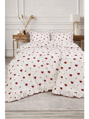 Çift Kişilik Nevresim Seti %100 Pamuklu Çiçek Detaylı Nevresim Takımı Kolay Ütülenen