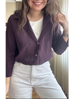 Lasorella Butik Kadın Mor Gömlek