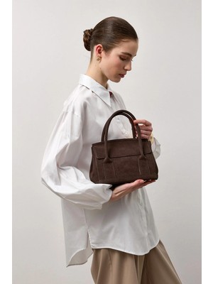 Kahverengi Süet Askılı El Çantası