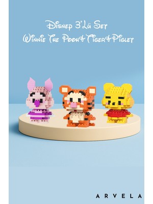 Arvela Winnie The Pooh & Tigger & Piglet 3'lü Set - 151 Parça Koleksiyonluk Hediyelik