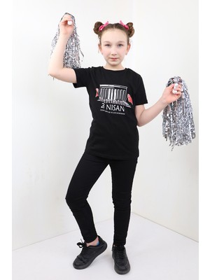 Toontoy Unisex 23 Nisan Baskılı Bisiklet Yaka Kısa Kollu Tişört