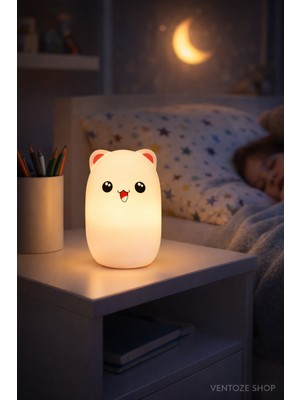 Ventoze Dream Series Dokunmatik Ayıcık Gece Lambası | Yumuşak Silikon, Şarjlı Renkli LED Çocuk Uyku Arkadaşı